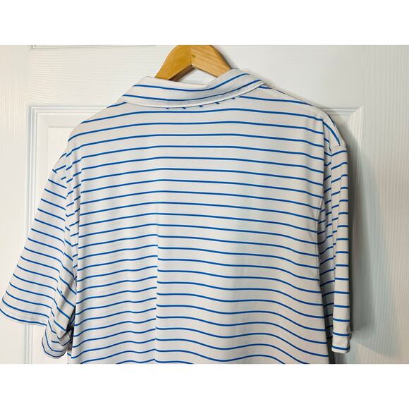 Vineyard Vines Polo Shirt Mens XL White Blue Stripe Performance Stretch Golf - Picture 5 of 6